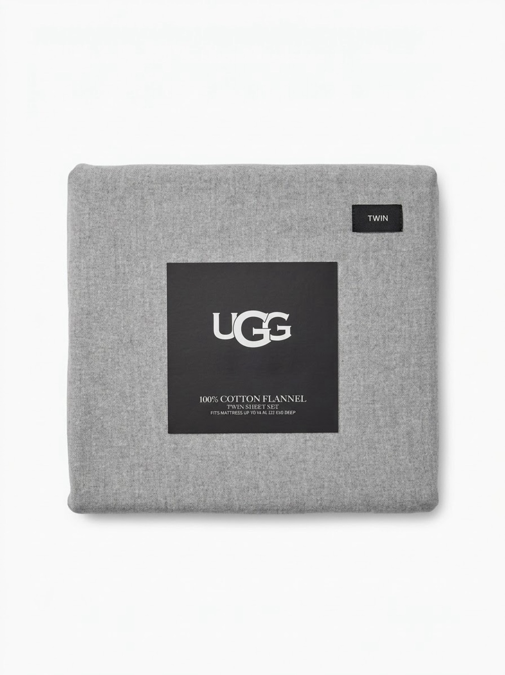 UGG Twin Sheet Set Gray Solid 100% Cotton Flannel Deep Fitted